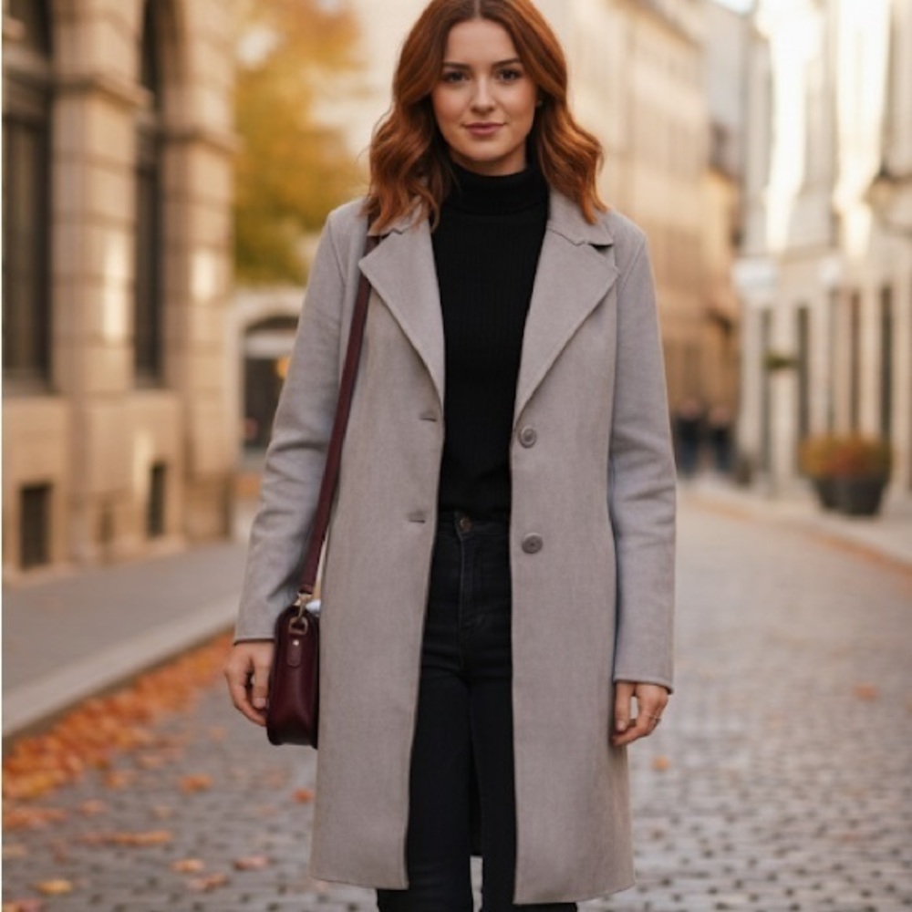 PAPILLON Women's Gray Ultra Suede Jacket/Coat Size Small - Like New